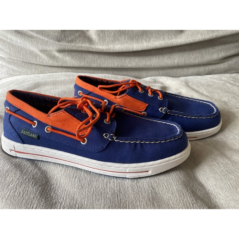 EASTLAND New York Mets Blue & Orange Canvas Boat‎ Shoes Size 9.5 M MLB 7712-18